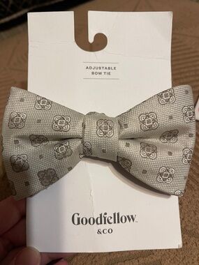 Goodfellow & Co Light Silver Medallion Bow Tie